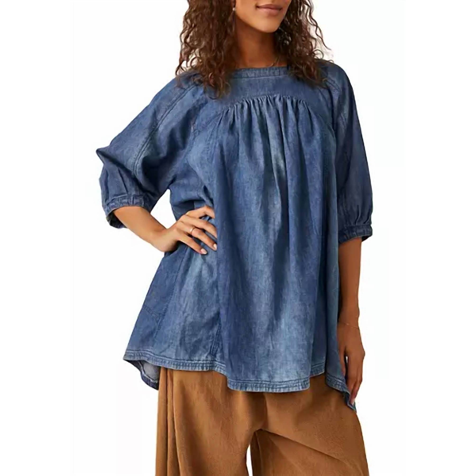 New Free People Memories Of You Denim In Blue Ribbon